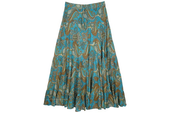Paisley Printed Summer Cotton Full Maxi Skirt for Women in | Etsy