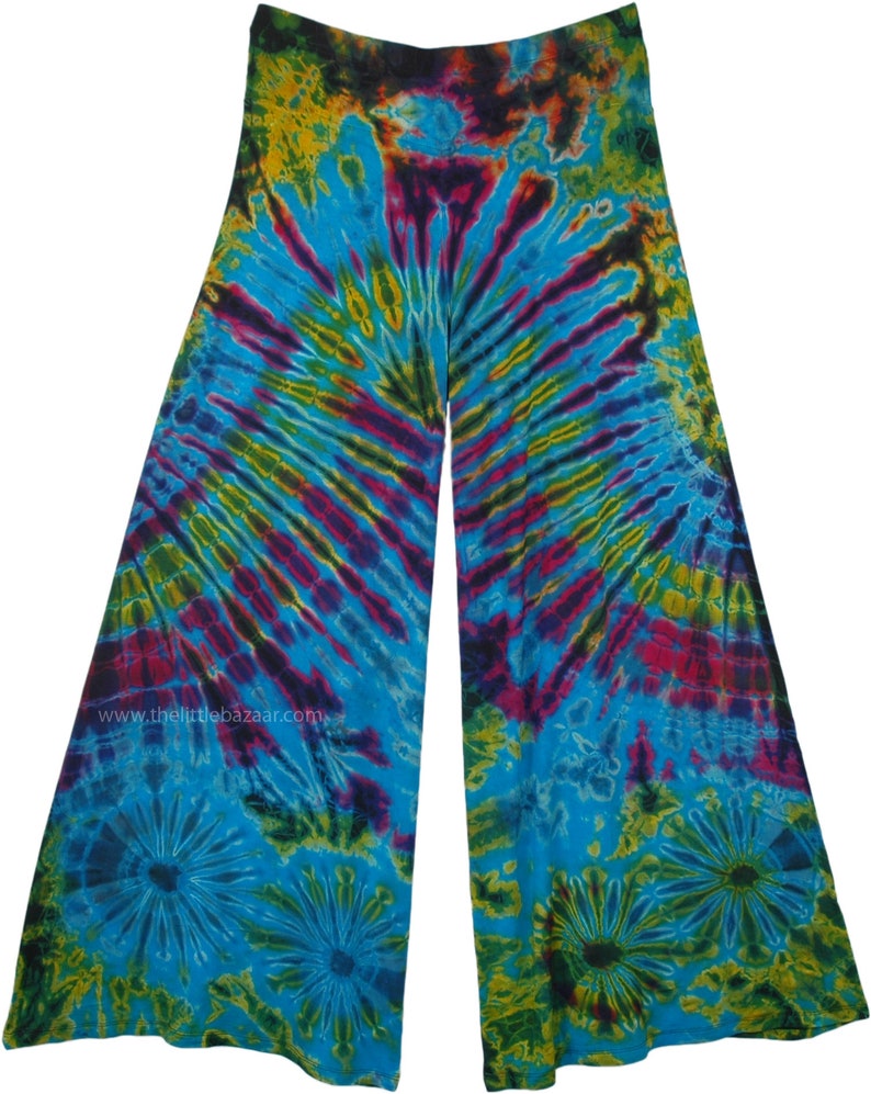 Hippie Festival Tie Dye Tipsy Teal Pants For Women Yoga | Etsy