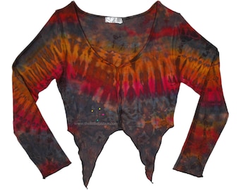 Tie Dye Rayon Full Sleeves Crop Top Soft and Stretchy with Scooped Neck and Hem