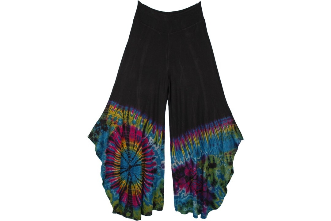Mudmee Teal Bottom Tie Dye Rayon Spandex Hippie Pants With - Etsy