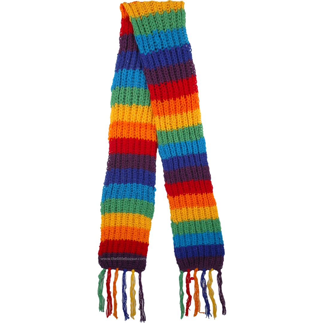 小物 90s OLD GAP Rainbow Knit Muffler. Vintage 80s Knitted rainbow scarf with fringe | eBay