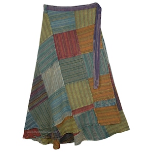 Plus Size Wrap Around Skirt Long Cotton Patchwork Skirt Hippie All Season Skirt