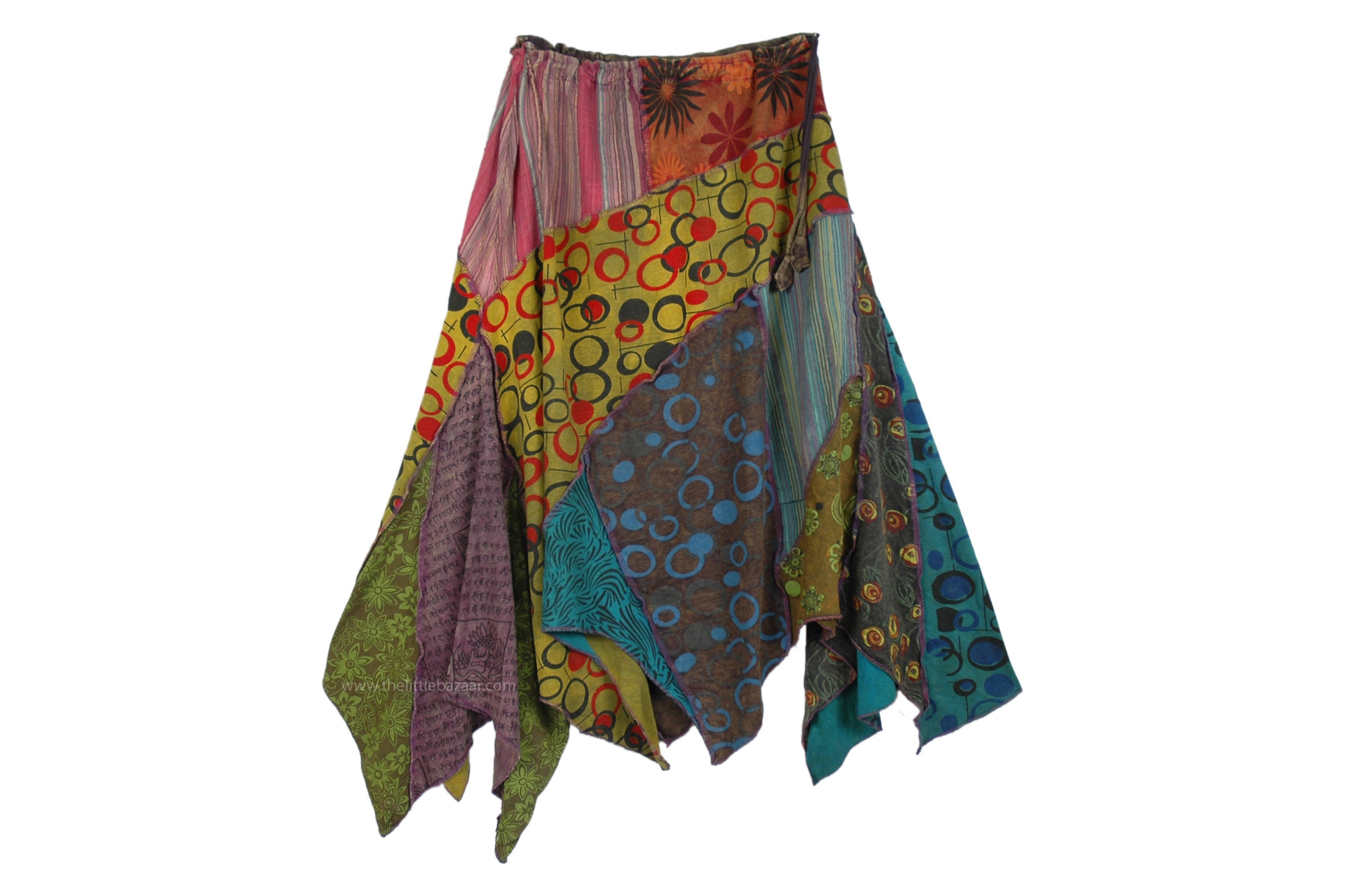 Asymmetrical Hemline Mid Calf Length Boho Woven Cotton