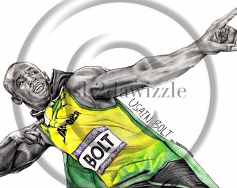 Usain Bolt #portrait Jamaican Athlete - (Print/Poster/Canvas)