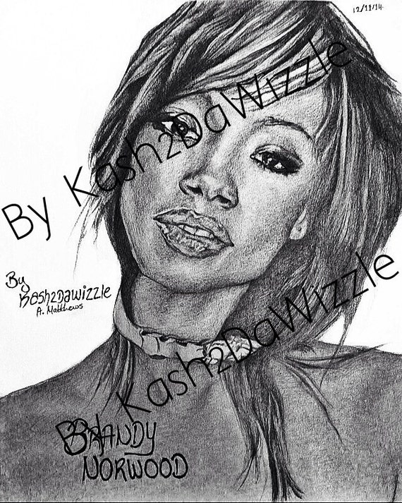 Brandy Norwood Drawing Blackart Print Poster