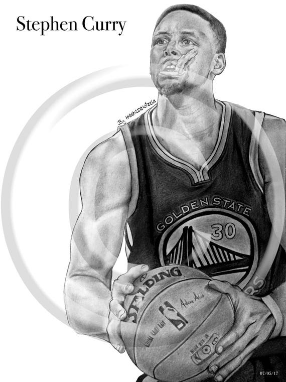 DeMoose Art — Stephen Curry Pen Drawing by demoose21