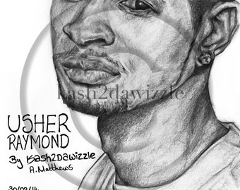 Usher #Portrait drawing - Gloss Print