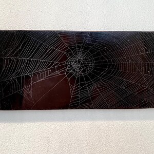 ORB WEAVER WEB - Preserved Hand Mounted Spider Web on Hardwood Panel