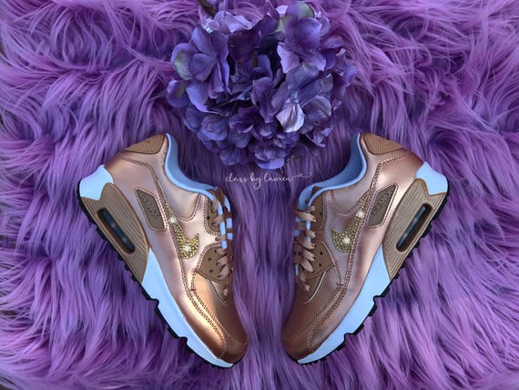womens nike air max 90 rose gold with swarovski crystals