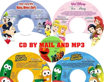 CD By Mail & MP3 Digital Download - Mickey Mouse, Disney Princess, Veggie Tales, Silly Songs, Elmo - Children Name Personalized Music