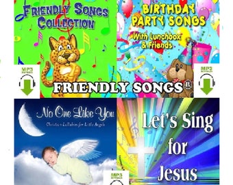 MP3 Download -- 7 Friendly Songs -- Personalized Children Music