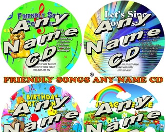 Friendly Songs® ((Any Name)) Name Personalized Children CD'S - Birthdays - Christian - Lullabies - More!