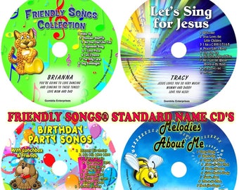 Friendly Songs® Standard Name Personalized Children CD + MP3'S - 10 Albums - Birthdays, Christian, Lullabies, More!