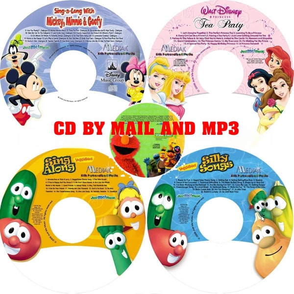 CD By Mail & MP3 Digital Download - Mickey Mouse, Disney Princess, Veggie Tales, Silly Songs, Elmo - Children Name Personalized Music