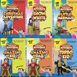 May include: Collection of children's movie DVDs featuring titles like "Christmas Adventure," "Snow White," and "The Little Mermaid." Each DVD cover has a colorful design with character illustrations and the "MovieStar" logo.