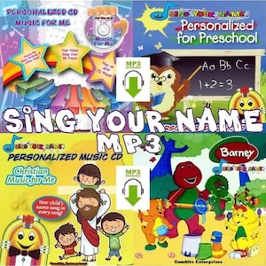 MP3 Digital Download -- 13 Sing Your Name Titles -- Personalized Children Music