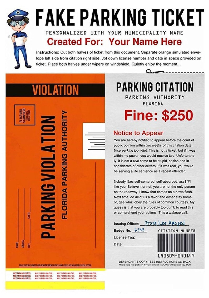 mail personalized fake parking ticket what a great way to