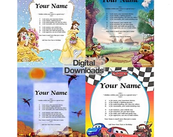 Download - Child's Personalized First Name Poems, 38 Selectable Children's Backgrounds, JEPG