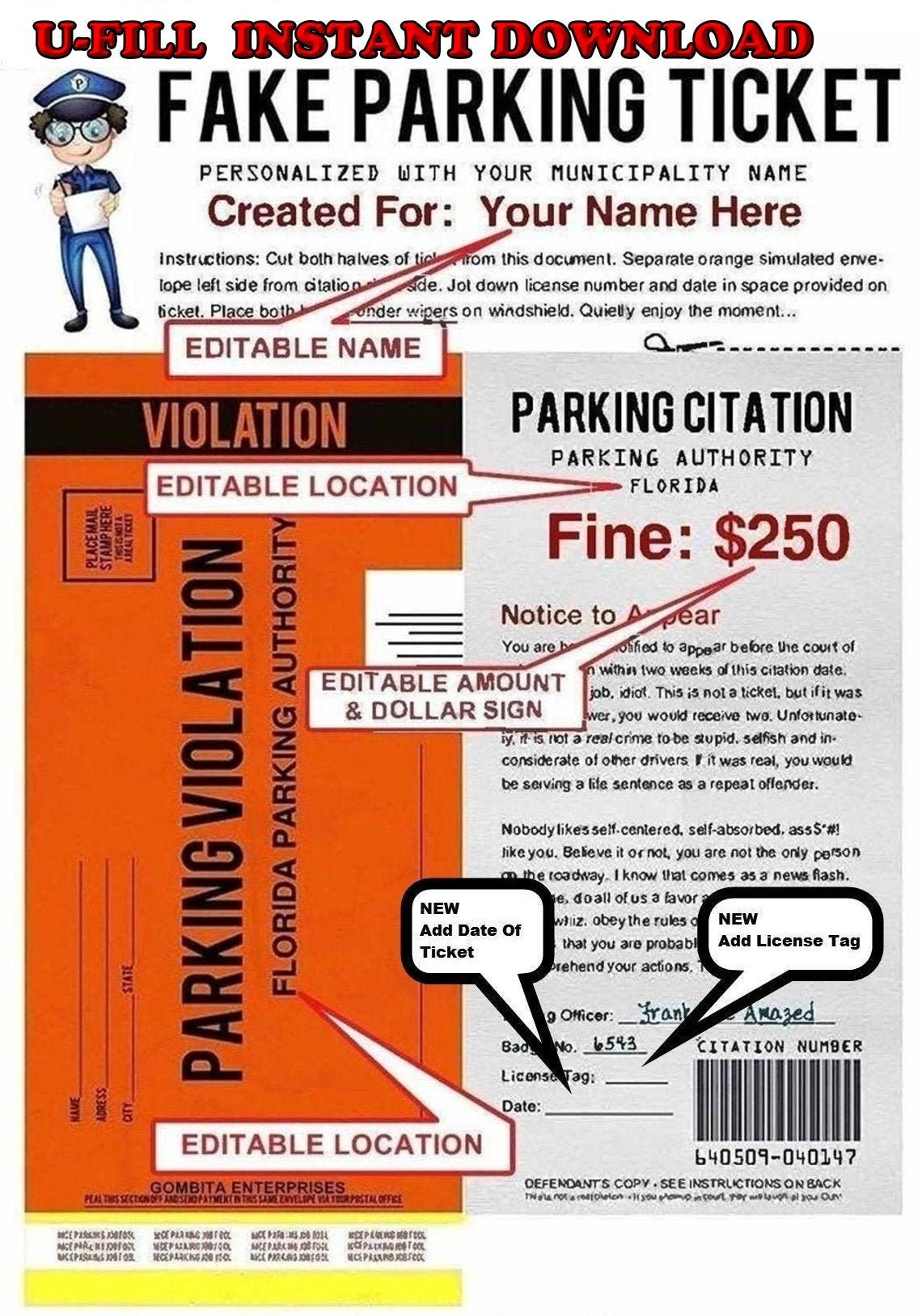 Parking Ticket Prank - Etsy