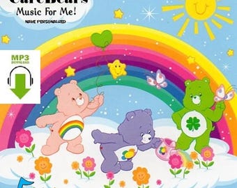 May include: A colorful digital artwork featuring Care Bears, a rainbow, and a smiling sun. The image includes the text "Care Bears Music For Me!" and "Sing Your Name". The artwork has a playful, cheerful theme.