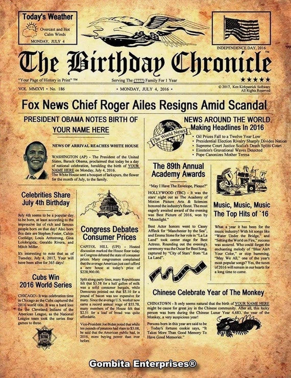 Mail Birthday Chronicle 8 5x 11 X14 Inch 1 1 1900 To Etsy