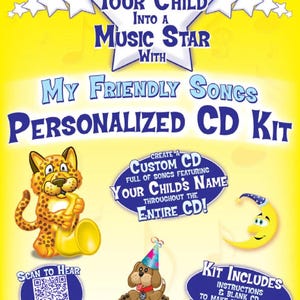 Mail - 1 Kit - My Friendly Songs Any Name Personalized CD Kit - Pick From 7 Albums - Blank Disk With Label Included