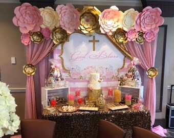 Gold Baptism Step And Repeat Christening Backdrop Holy Etsy