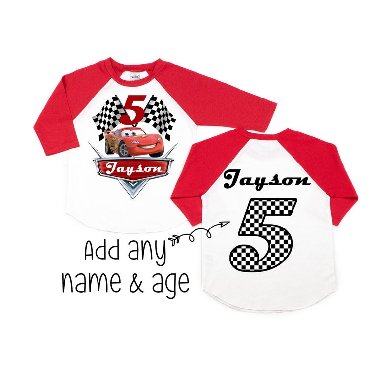 Disney Cars Birthday Shirt Lightning McQueen ADD NAME /& AGE FOR FAMILY PARTY