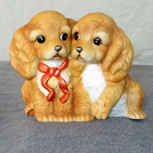 Cocker Spaniel Puppy Dog Figurine Homco Masterpiece Porcelain 1988 Signed Mizuno