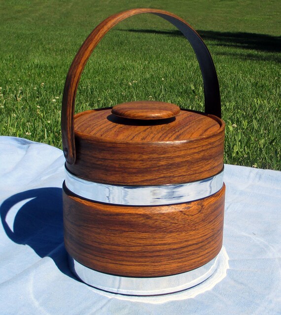 Vintage Faux Wood Grain Ice Bucket