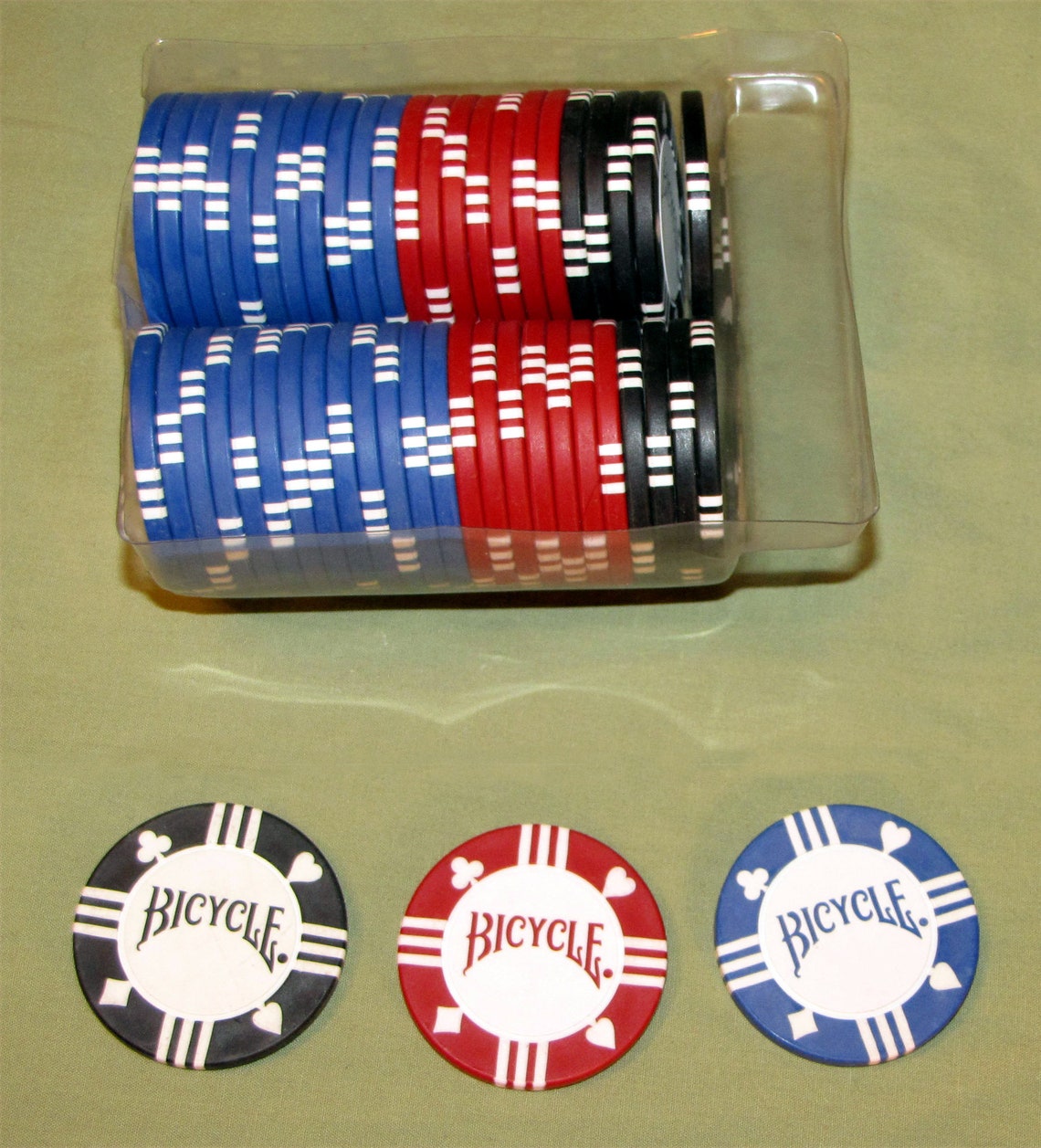 Bicycle Clay Poker Chips Casino Quality Texas Hold Em 50 Count Etsy