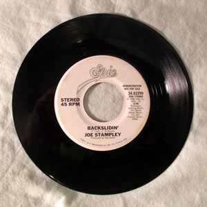 Vintage Vinyl Record Promo 45 RPM Joe Stampley Backslidin Demo 1982 RARE