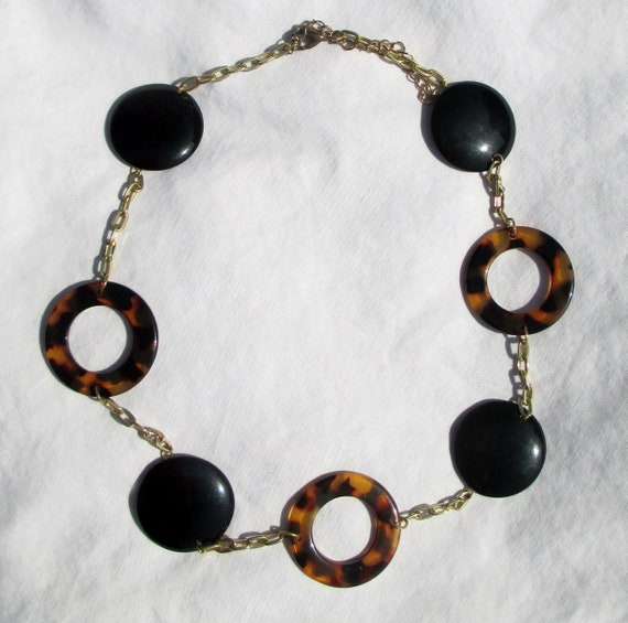 Bakelite Necklace Art Deco Leopard Print Rings Bla