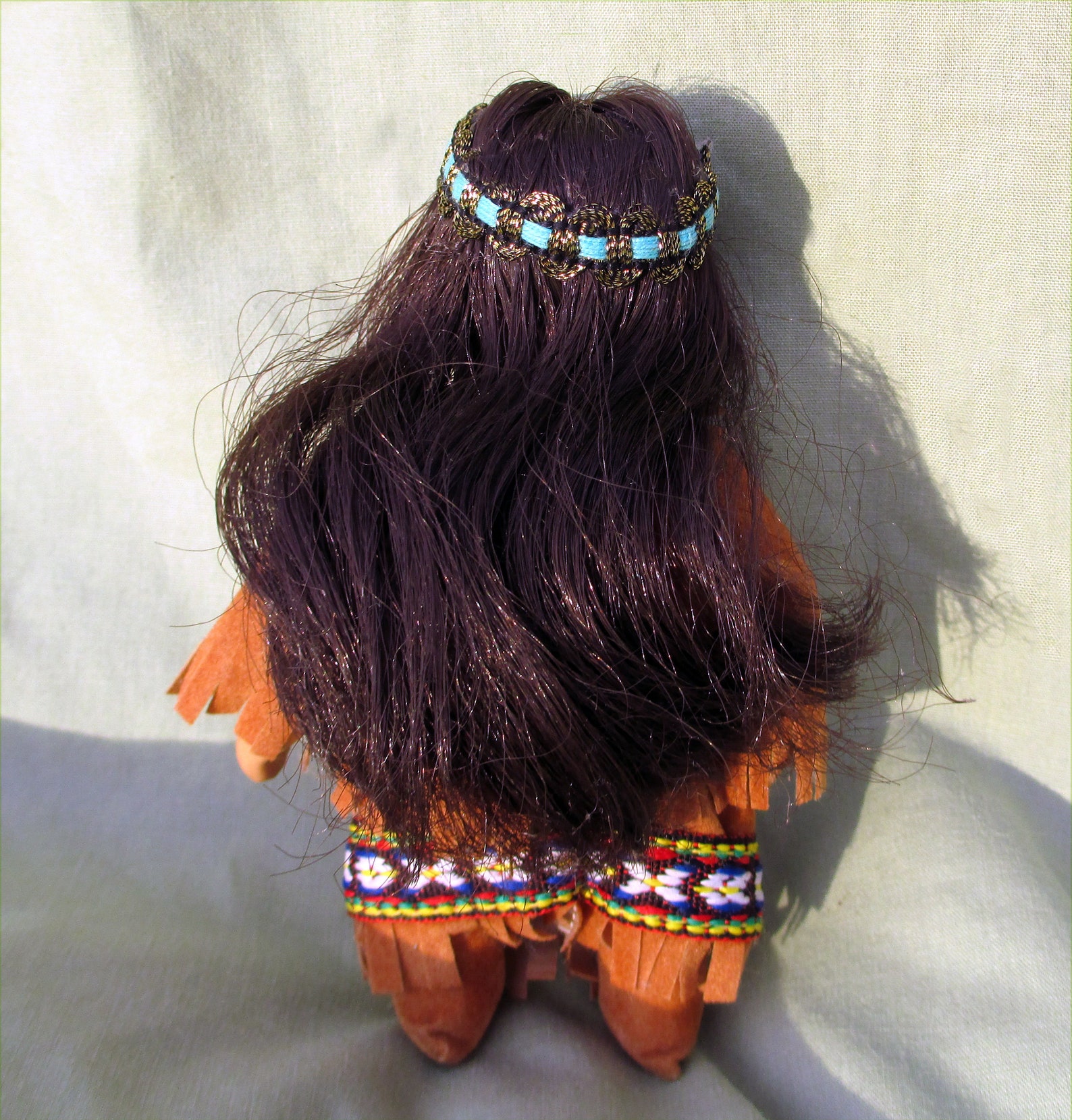 Vintage Porcelain Doll Native American Indian MN Ojibwa Leather Clothes