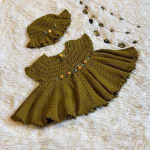 Crochet Baby Dress, Olive Green Baby Dress, Crochet Dress for Baby, Dresses for Baby Girl, Crochet Dress For Baby Girl, Summer Baby Dress