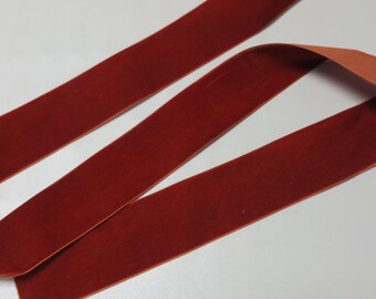 Velvet Ribbon in Paprika Red, Taffeta Back, Swiss, 2 inches wide, Price is per Yard