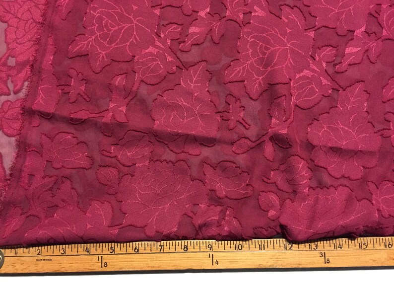 60 inches wide Price is per Yard 100/% Polyester Floral Chiffon Burnout in Red