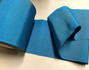 Vintage Gros Grain Ribbon, Cerulean Blue, 4 1/4 inches wide, Cotton/Rayon Blend, Price is per Yard