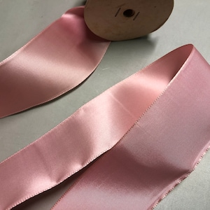 Vintage Single Faced Satin Ribbon, Pink, 100% Rayon, 2 1/8 inches wide, Price is per Yard