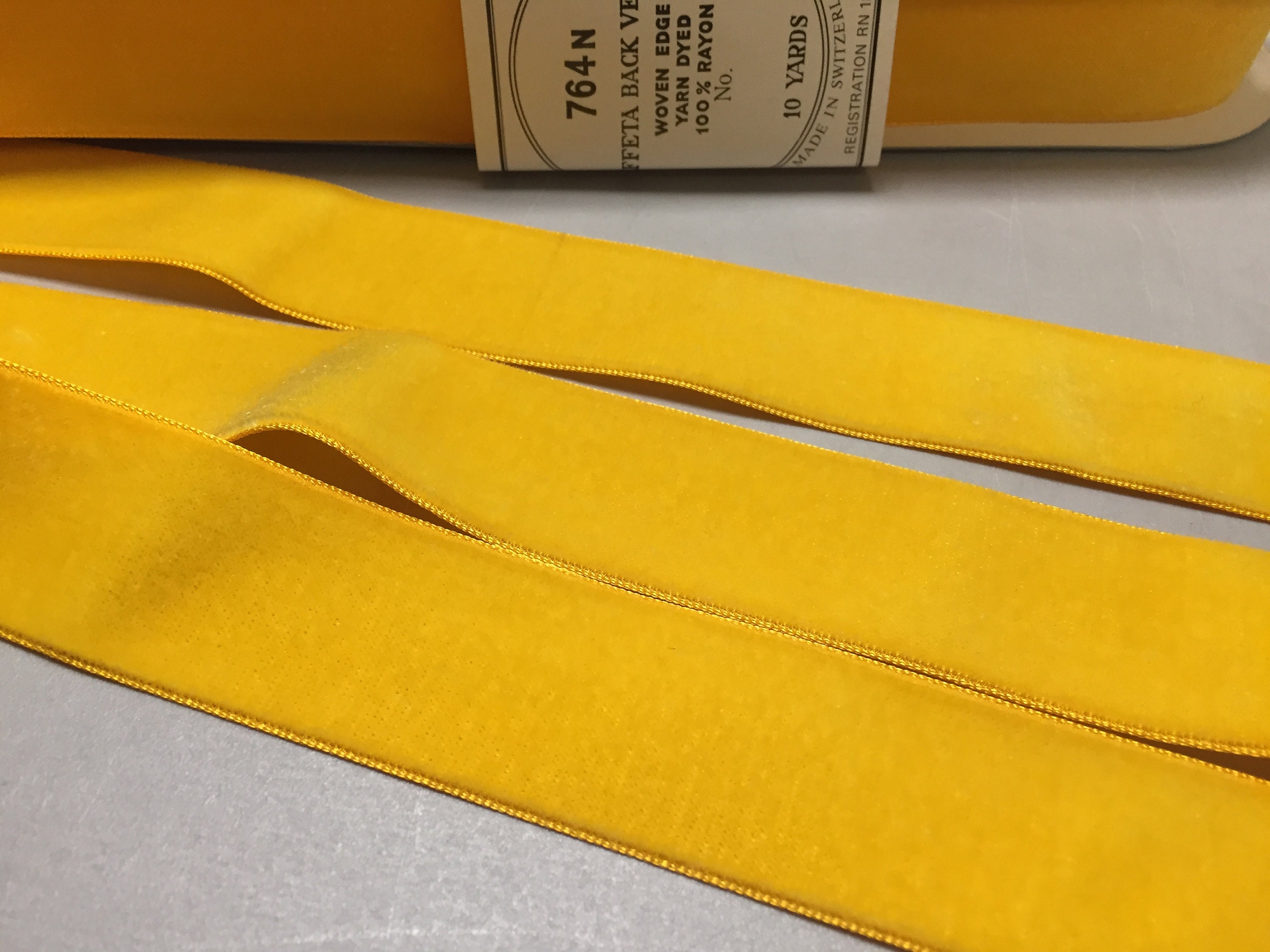 Velvet Ribbon in Spanish Yellow Taffeta Back made in Etsy