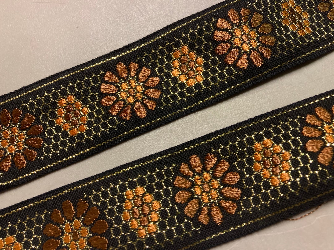 Jacquard Ribbon With Geometric/floral Pattern, Iridescent Gold ...