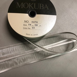 Satin Edged Loose weave Tethered Look Ribbon in Light Mint Green, 7/8 inches wide, Made in Japan, Sold by the Yard