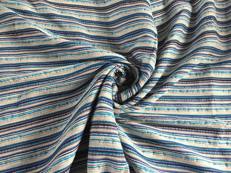 Boucle with Stripe pattern Made in Italy Blues and Whites 1 14 yard piece 60 wide