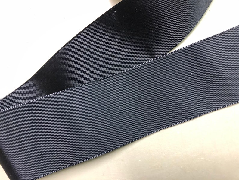 Vintage Taffeta Gros Grain Ribbon (a lighter weight), 1 7/8 inches wide, Navy Blue, Price is per Yard image 2