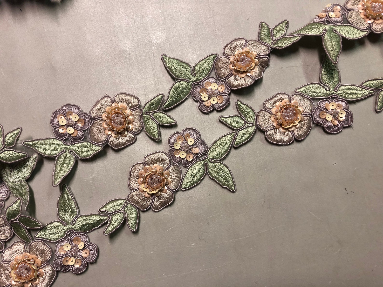 Floral Trim With Piping Embroidery in a Delicate Coloration Etsy