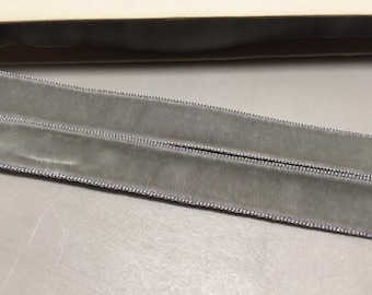 Velvet Ribbon in Gray, Taffeta Back, made in Germany, 5/8 inches wide, Price is per Yard