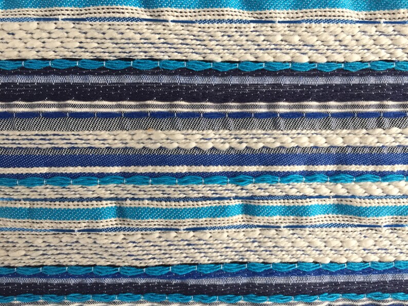 Boucle with Stripe pattern Made in Italy Blues and Whites 1 14 yard piece 60 wide