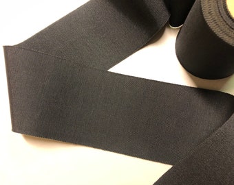 Vintage Petersham Ribbon, Black, 3 inches wide, Silk/Cotton Blend, Price is per Yard