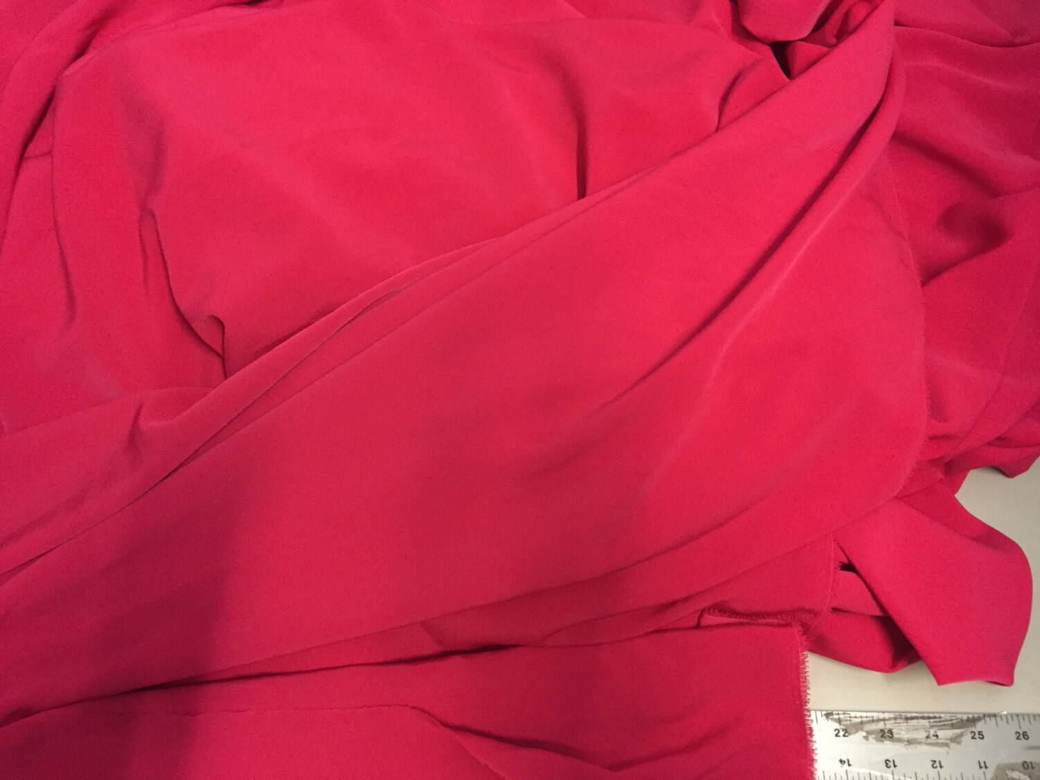 Hot Pink Double Crepe de Chine Fabric sueded | Etsy