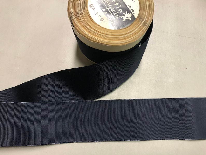 Vintage Taffeta Gros Grain Ribbon (a lighter weight), 1 7/8 inches wide, Navy Blue, Price is per Yard image 4